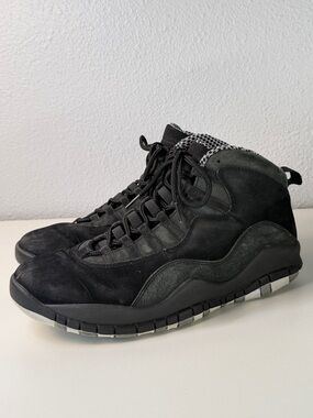 Nike Air Jordan 10 Retro Stealth Black Nubuck Checkered Size 10 Basketball Shoes